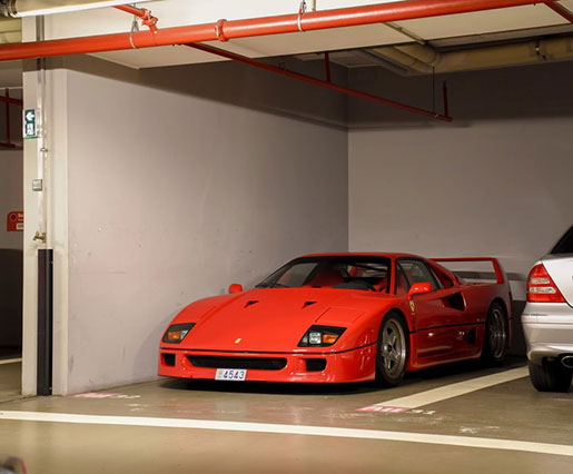 Red car in storage